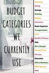 Budget Categories Used In May 2019