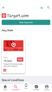 Screenshot of Ibotta Target Cashback Offers